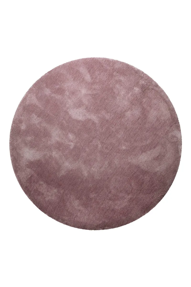 Teppich Rund Altrosa Flieder Hochflor "Pisa" Homie Living