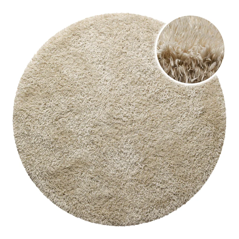Nachhaltiger Teppich Rund Sand Braun soft & weich "Matteo" Homie Living