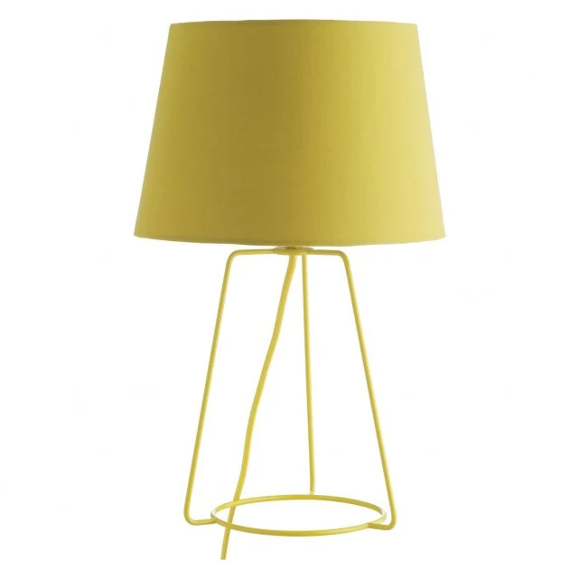 Yellow Metal Table Lamp With Fabric Shade