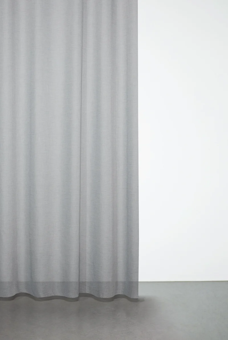 Wool Effect Sheer Curtains in Dark Grey
