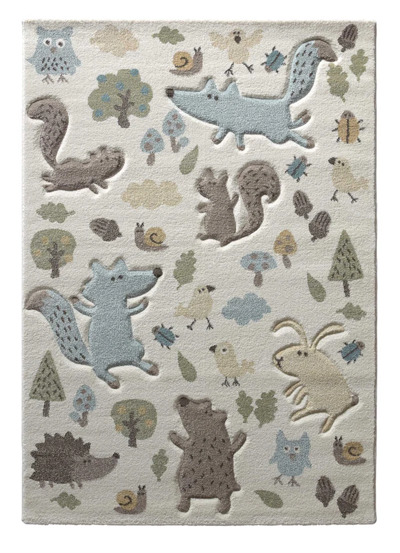Kinderteppich beige blau "Forest" Sigikid
