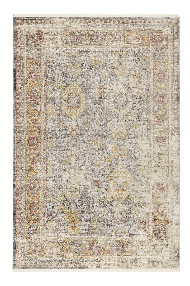 Teppich Grau Gelb Vintage Kurzflor "SoHo Fashion" WECONhome