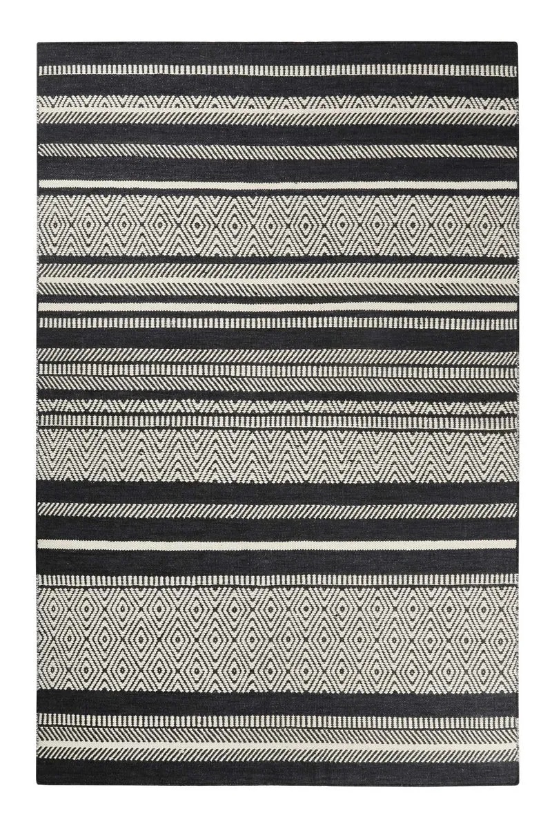 Esprit Kelim Teppich Schwarz Beige aus Wolle "Hudson"