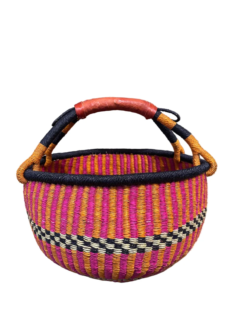 Bolga Korb Malabo Ghana pink orange Shopper