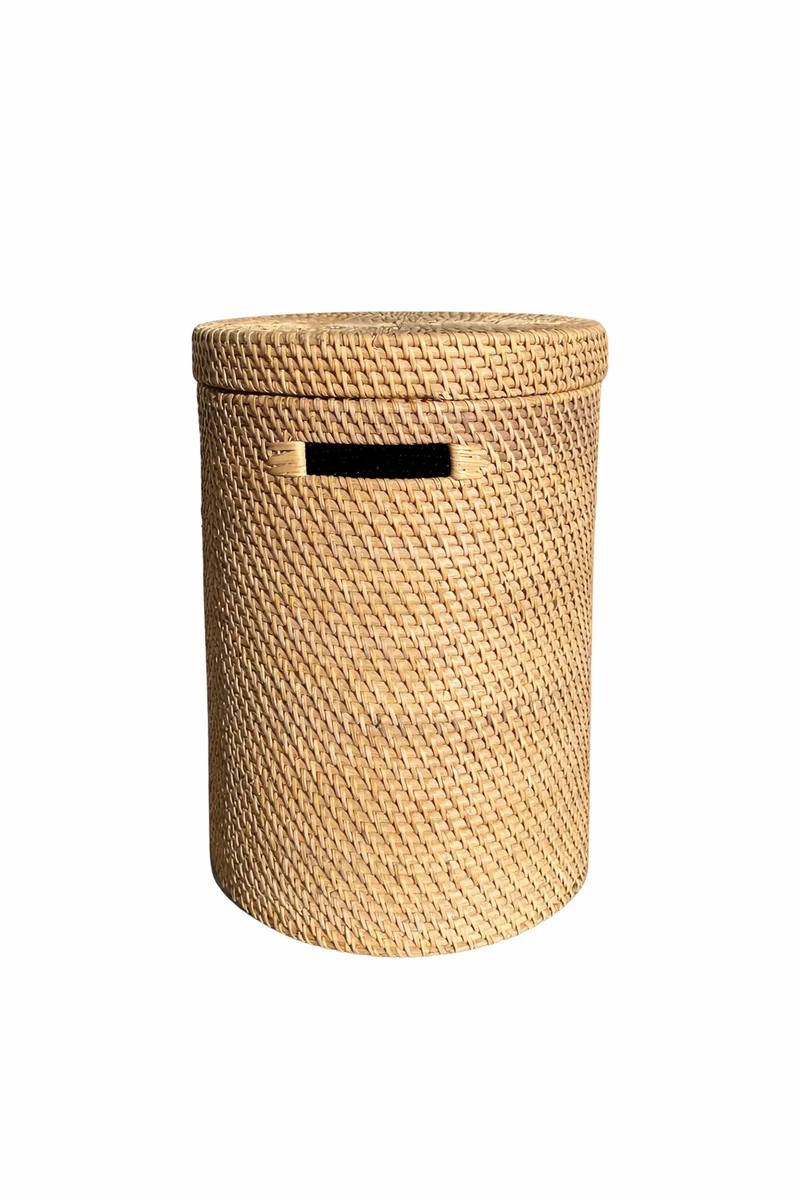 Wäschekorb Lombok – Handgeflochtener Rattan-Korb mit Deckel