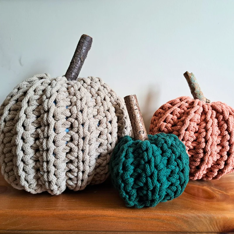 Set of 3 Crochet Pumpkins