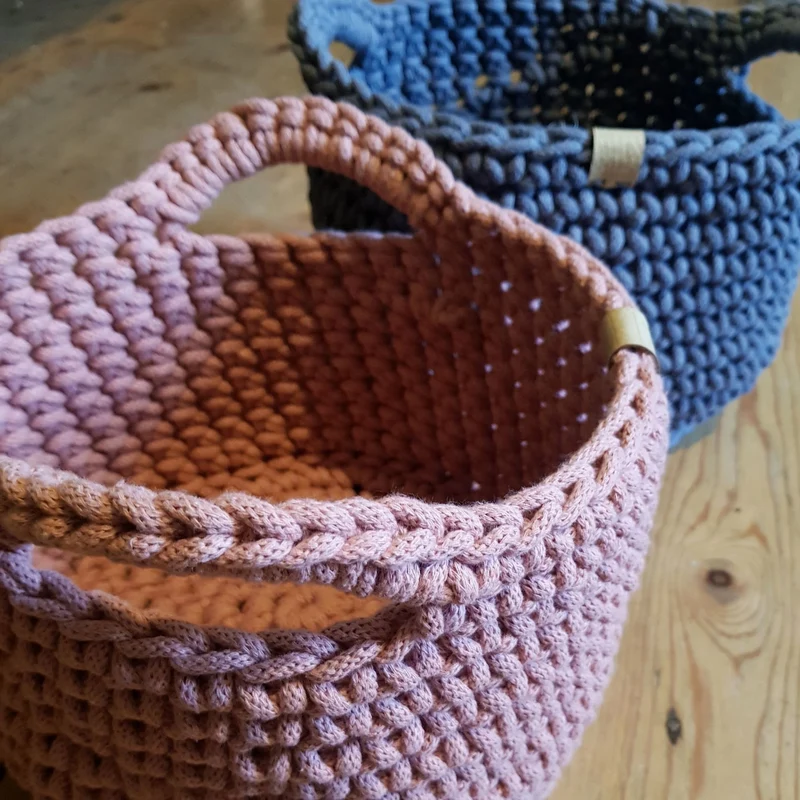 Large Crochet Basket with Handles