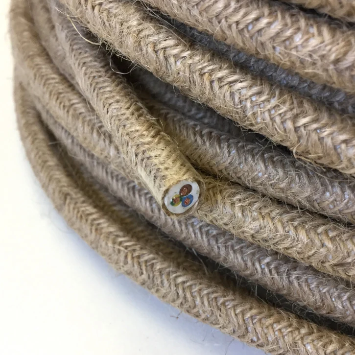 Textilkabel mit Fassung Jute ummantelt mit Metall Fassung E27