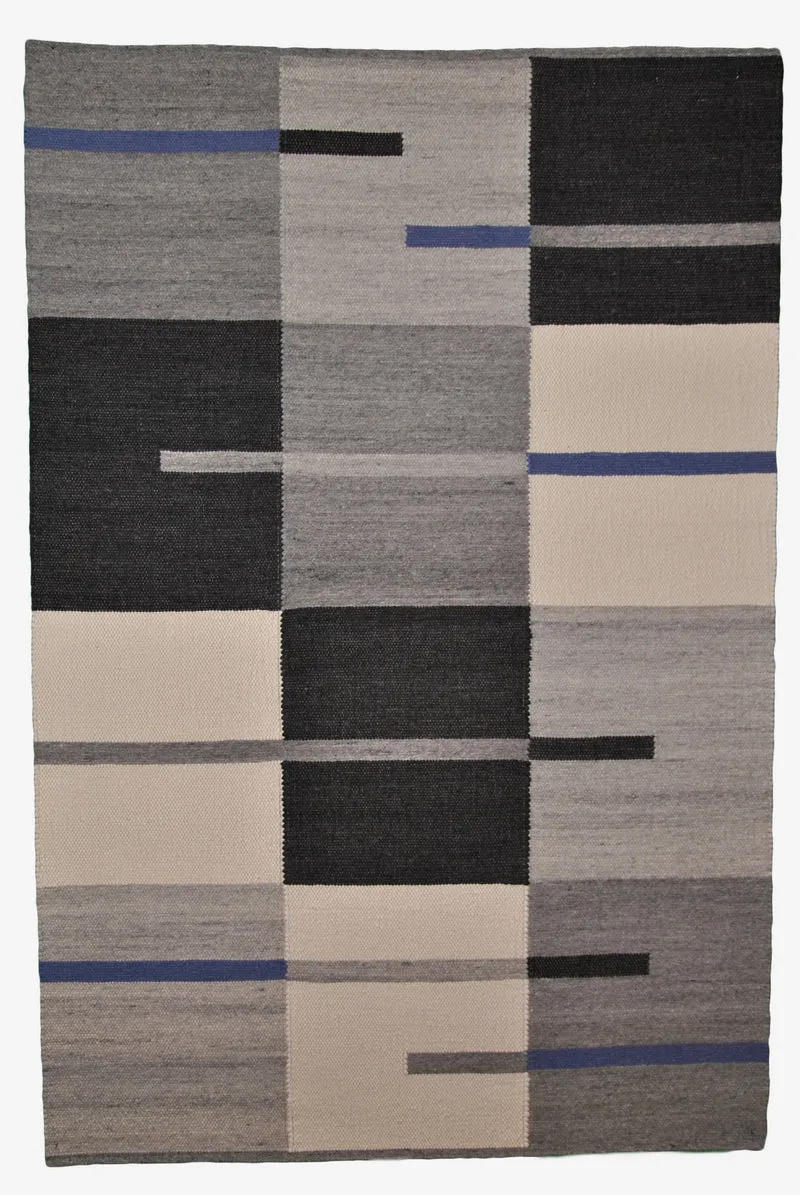 Handwebteppich Toskana - Schwarz, beige, grau - 170 x 240 cm