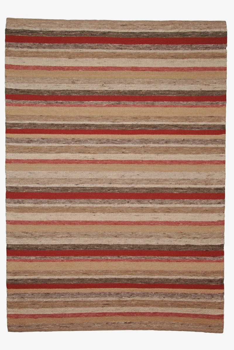 Handwebtep. Dornbirn 150/9 - Natur, beige, rot - 170 x 240 cm