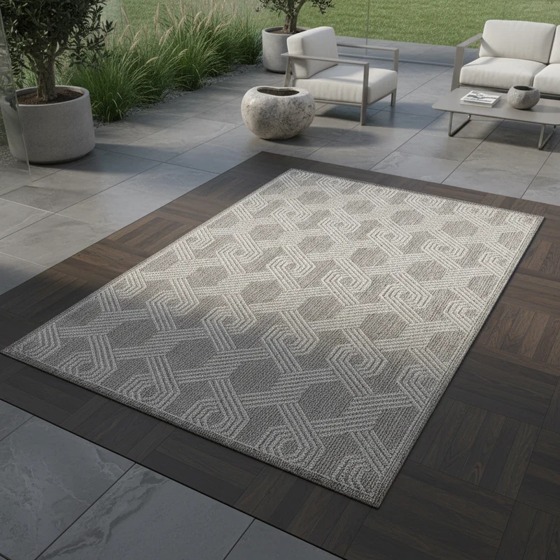 Outdoor-Teppich Geometrisch – Waschbar & Wetterfest für Balkon & Terrasse