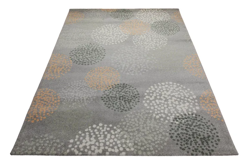 Teppich 160x230 Wohnzimmer Grau Kreise Farbig