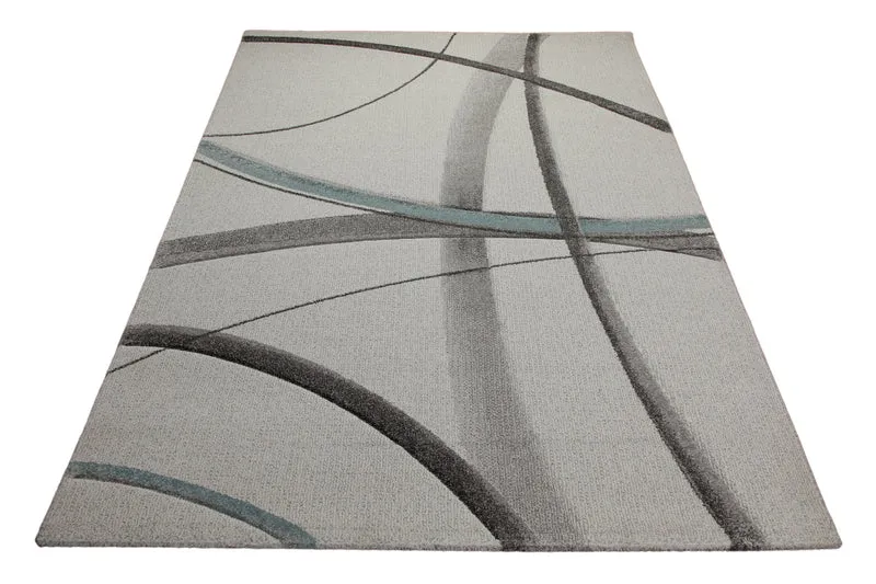 Teppich 160x230 Wohnzimmer Creme Linien Grau