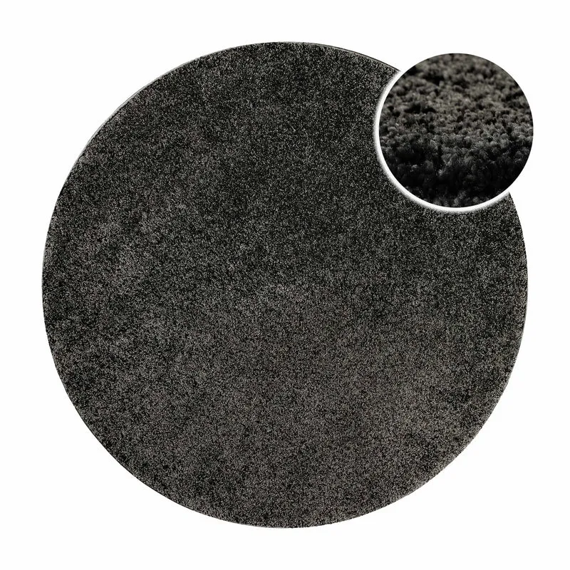 Kurzflorteppich Rund Anthrazit "Nova" WECONhome Basics