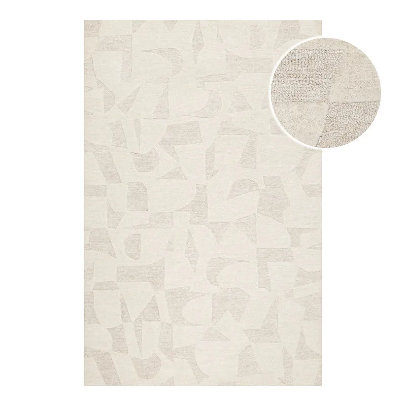 Kurzflorteppich Creme Weiß aus Schurwolle "Ocean State" WECONhome