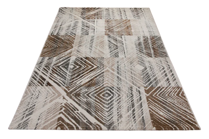160x230 Teppich Wohnzimmer Creme Raute