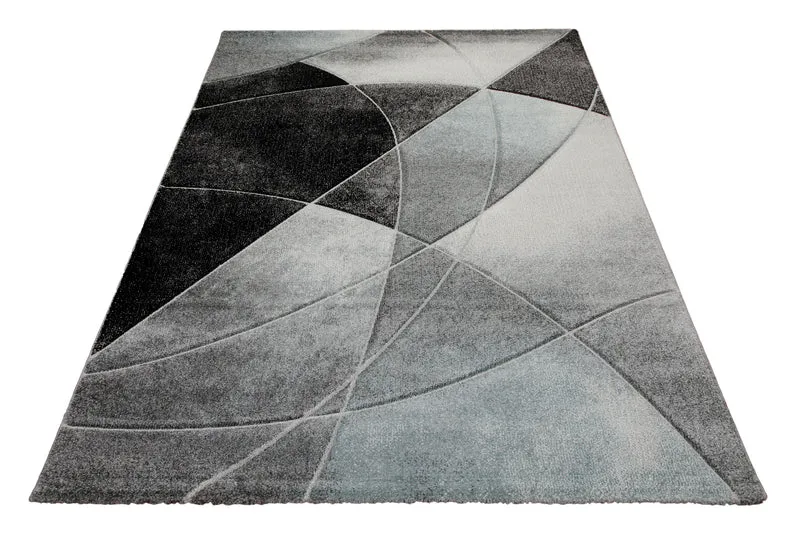 160x230 Teppich Wohnzimmer Grau Schwarz Linien