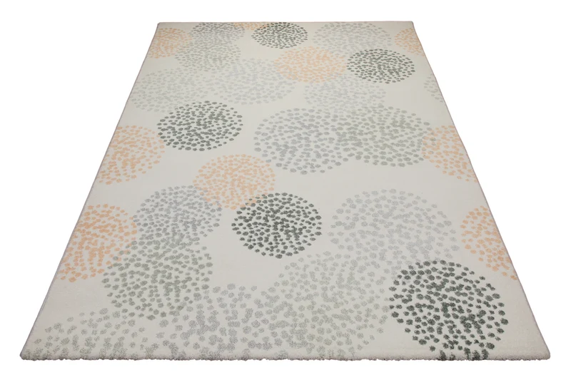 160x230 Teppich Wohnzimmer Beige Kreise Farbig