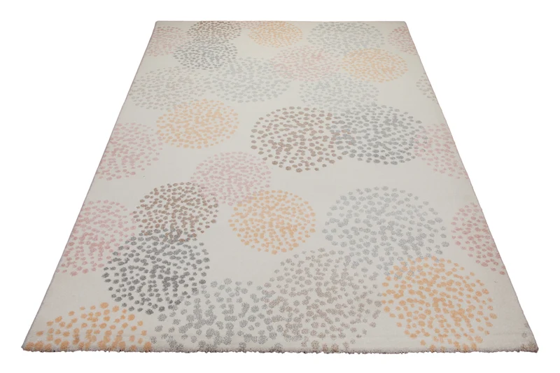 Teppich 160x230 Wohnzimmer Beige Kreise Farbig