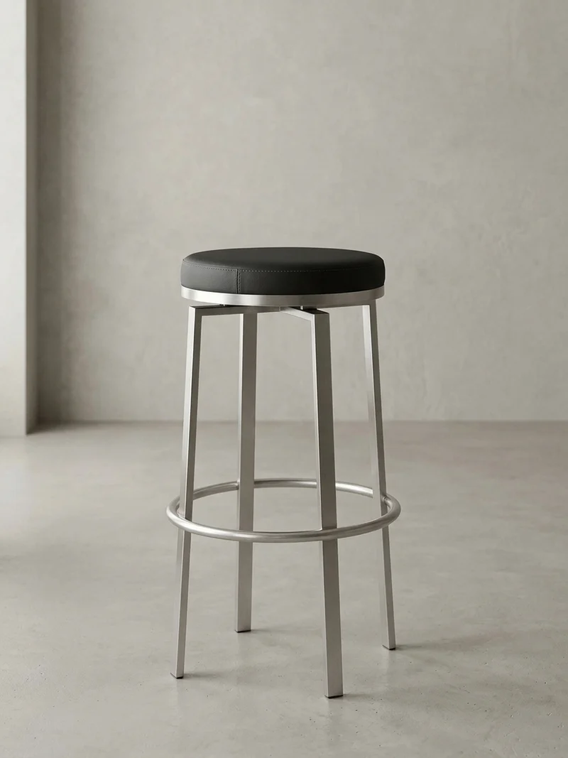Barhocker – Edelstahl, drehbar, gepolsterte Sitzfläche, 76 cm