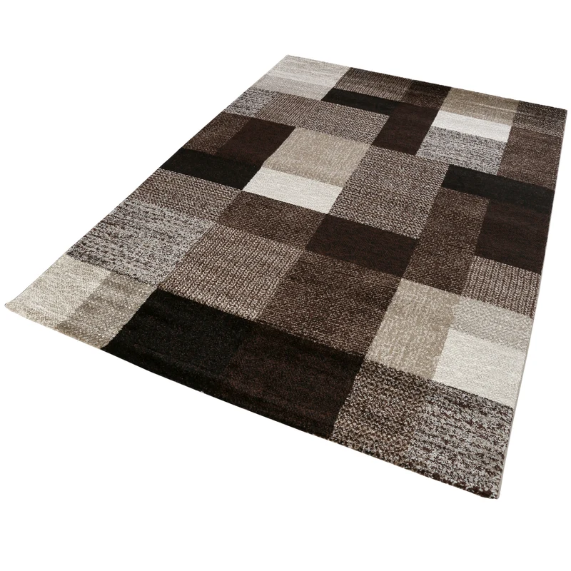 Moderner Webteppich – Robustes & Pflegeleichtes Design - Farbe: Braun Beige meliert
