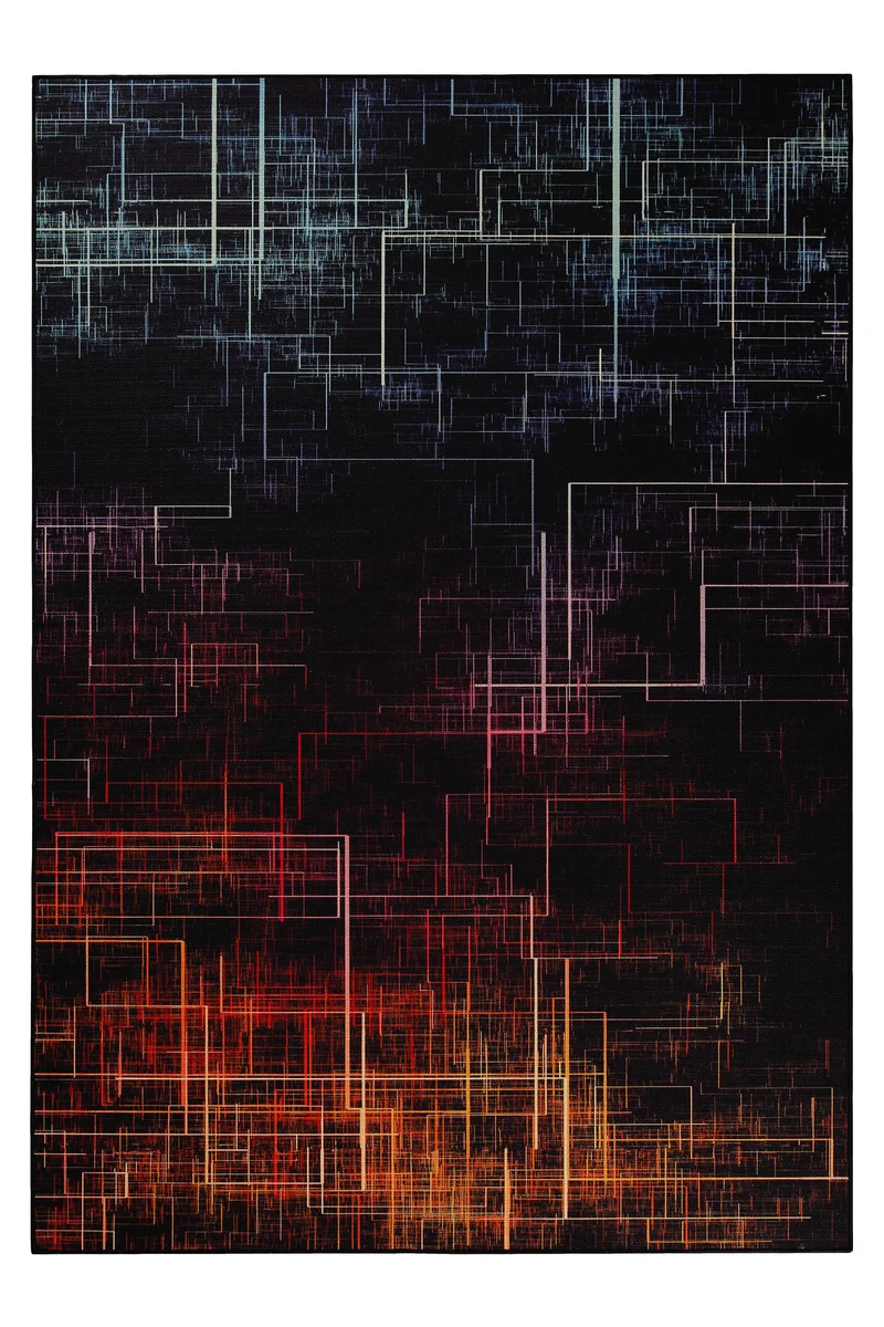 Gewebter Gamerteppich bedruckt Schwarz Multi "Quantum Warp" WECONhome