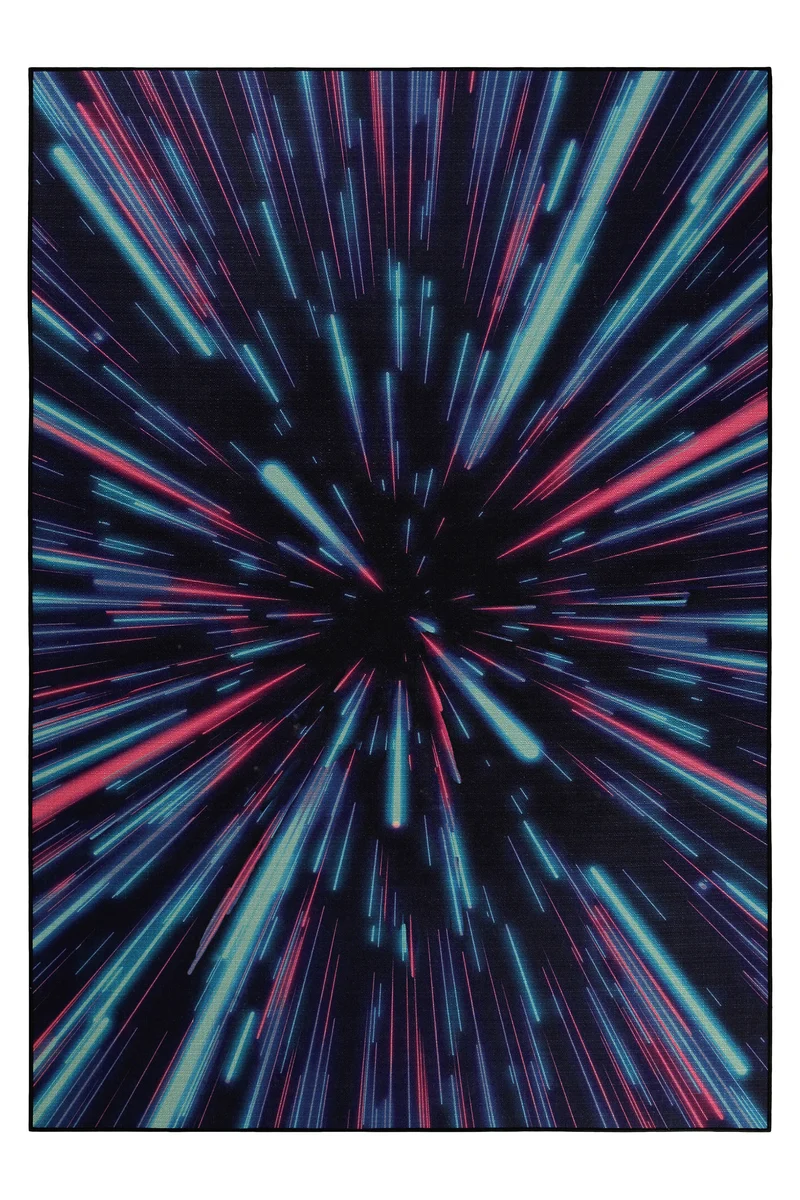 Gewebter Gamerteppich bedruckt Schwarz Multi "Neon Horizon" WECONhome