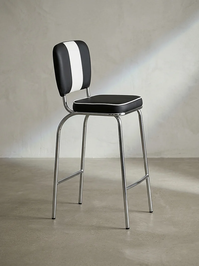 Barhocker Kunstleder Chromfuß Retro