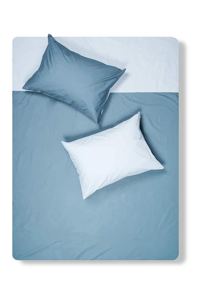 Percale Cotton Summer Cuff Sheet - Nickel / Powder Blue