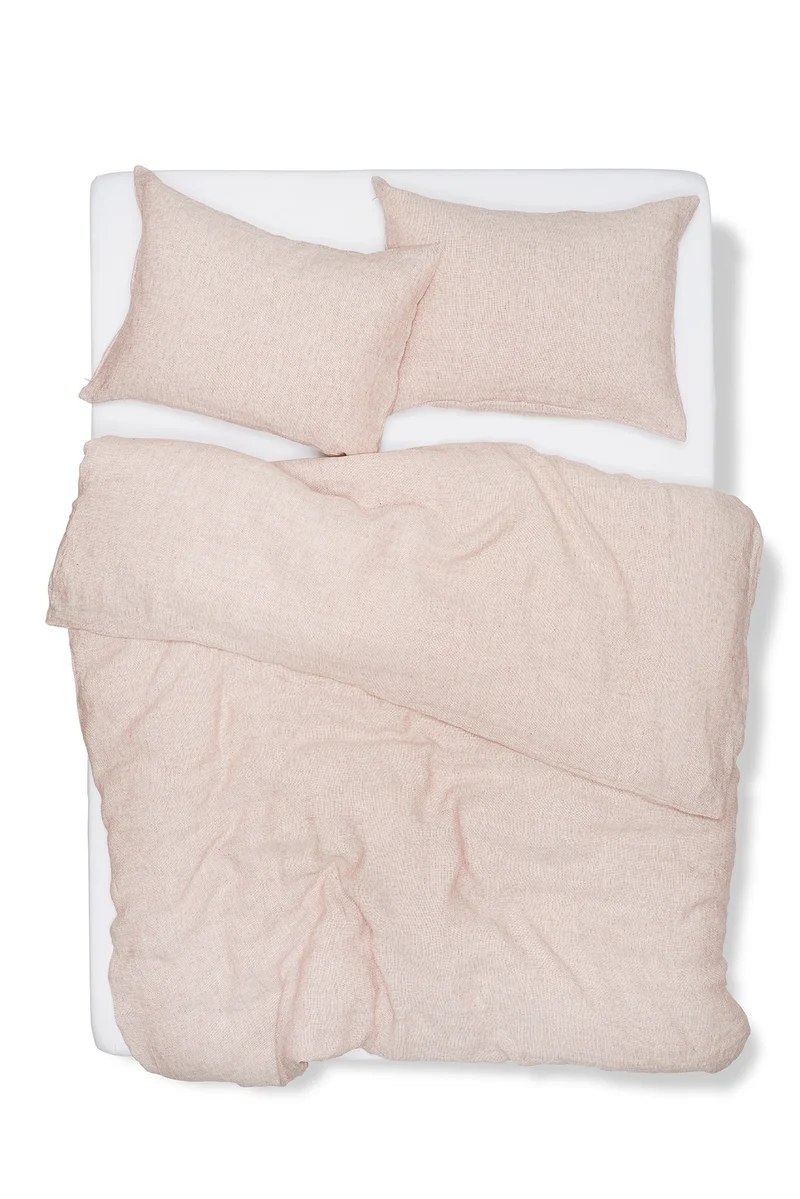 Linen Bedding Small Check in Rust Color