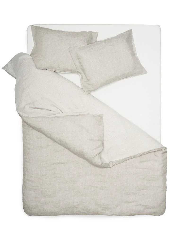 Linen Bedding Two Tone Stonewashed in Grey Color