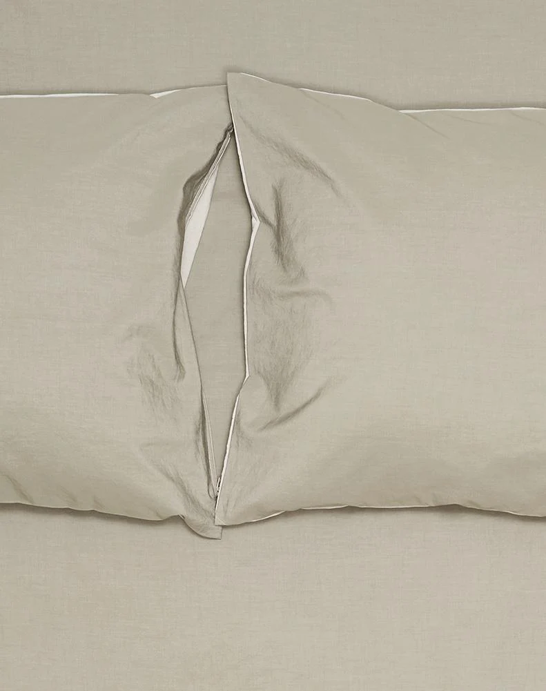 Vintage Egyptian Cotton Bedding in Two Tone Grey & Feather Grey Colors