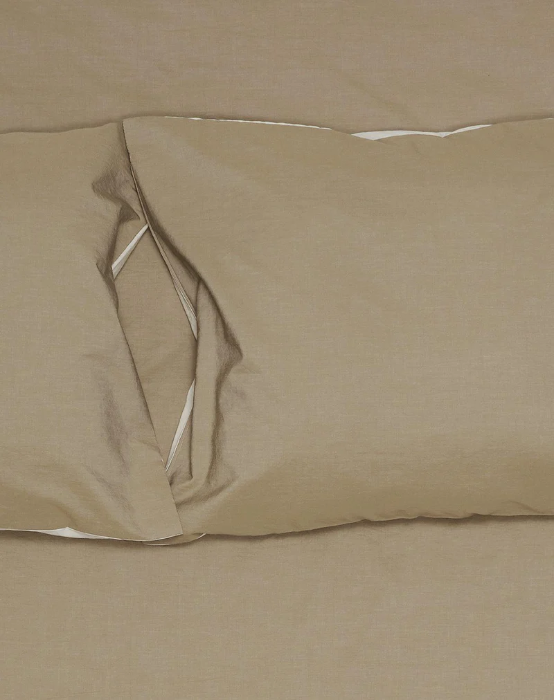 Vintage Egyptian Cotton Bedding Two Tone in Butter & Light Brown Colors