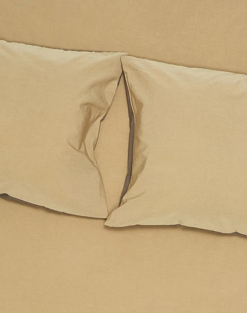 Vintage Egyptian Cotton Bedding in Two Tone Stone & Sand Colors