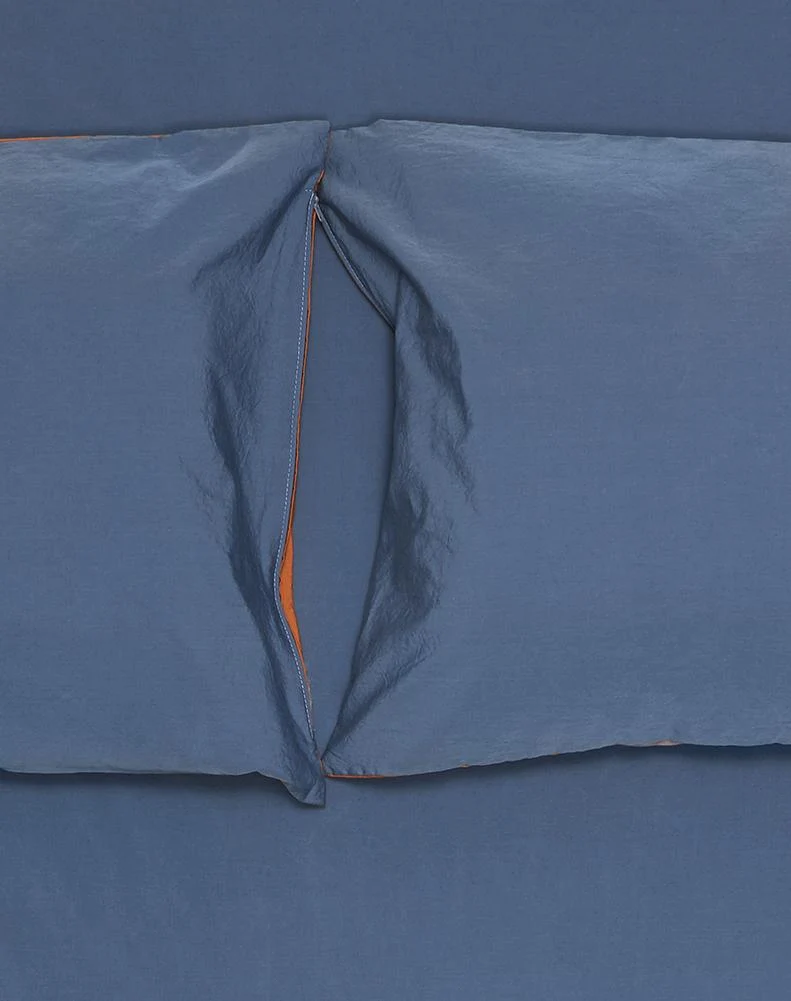 Vintage Egyptian Cotton Bedding in Two Tone Blue & Amber Colors