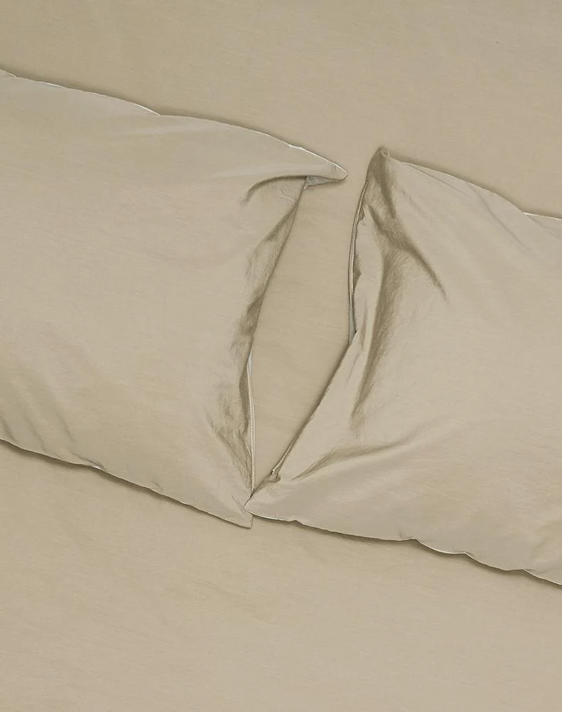Vintage Egyptian Cotton Bedding in Two Tone Sage & Mid Grey Colors