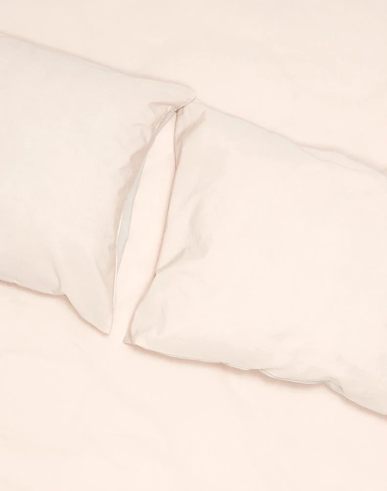 Vintage Egyptian Cotton Bedding in Two Tone Light Grey & Rose Blush Colors