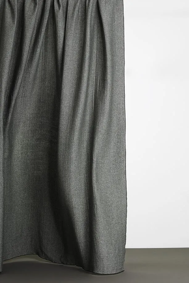 Wool & Cotton Curtains "Mona" in Forest Green Color