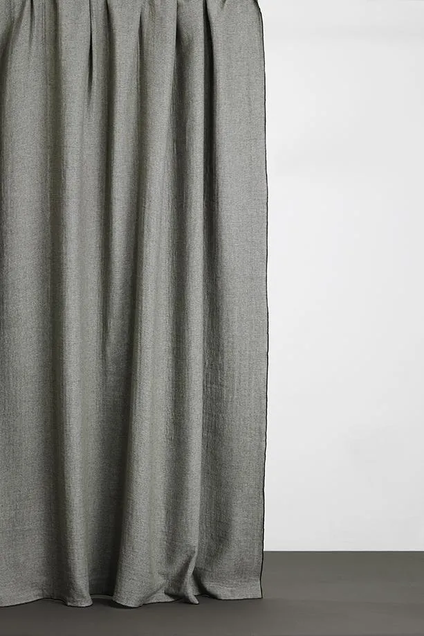 Wool & Cotton Curtains "Mona" in Green Color