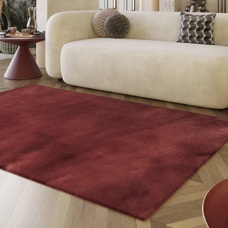 Esprit Teppich Bordeaux Rot und sehr flauschig Hochflor "Alice"