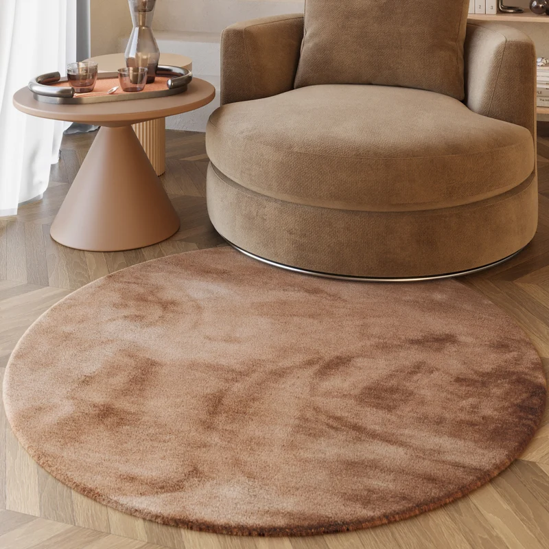 Esprit Teppich Rund Puder Rosa und sehr flauschig Hochflor "Alice"