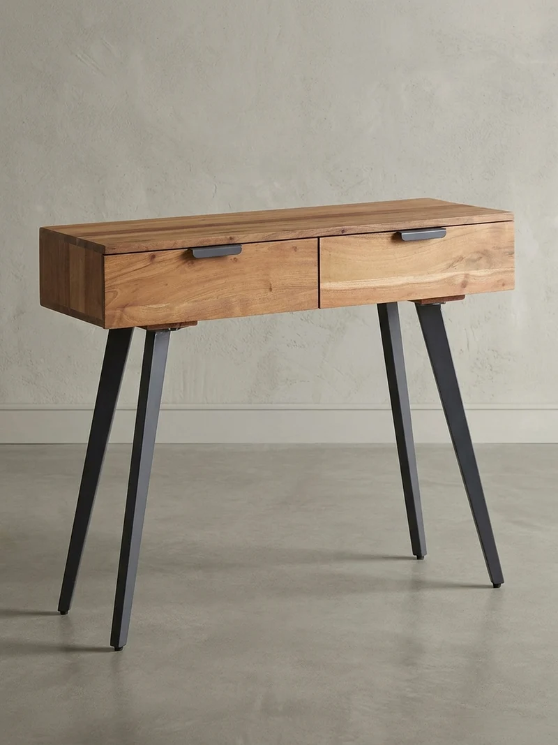 Konsolentisch – Massivholz/Metall, 2 Schubladen, individuelles Design