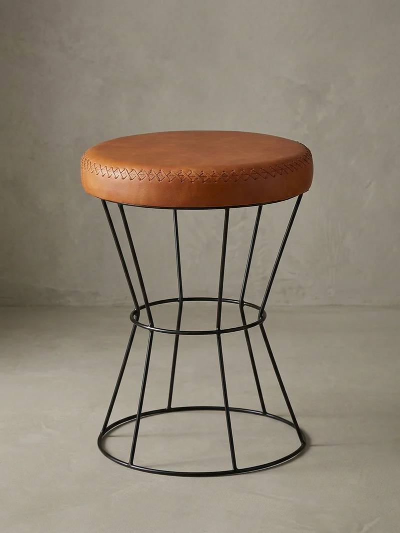 Sitzhocker – Echtleder, Industrial-Stil