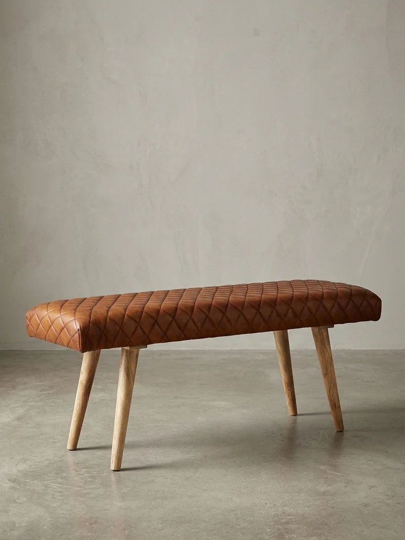 Sitzbank – Echtleder/Holz, Springbock-Stil