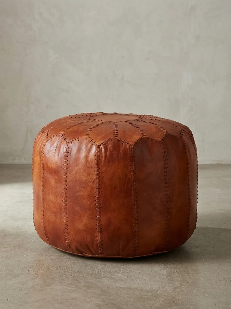 Sitzhocker – Echtleder Braun, orientalisches Design