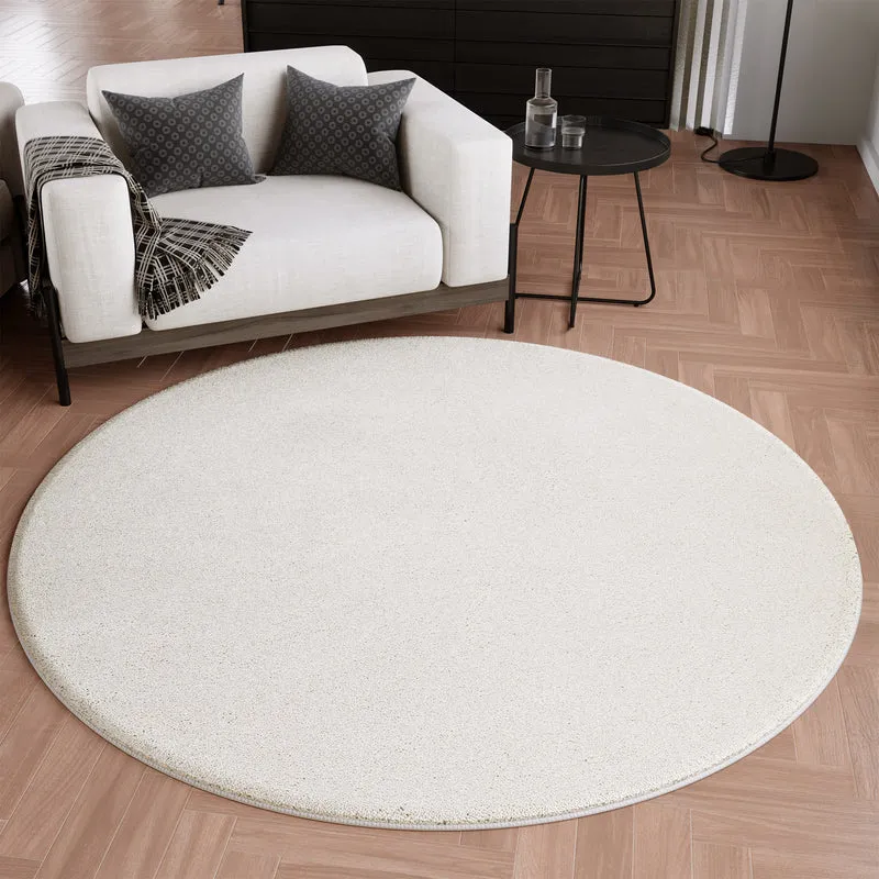 Kurzflorteppich Rund Creme Weiß "Wogh" WECONhome