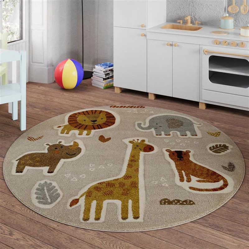 Kinderteppich Rund Sand Beige meliert "Nala & Friends" Smart Kids