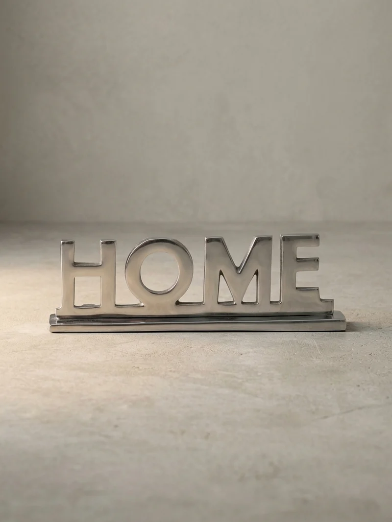 Wohnaccessoire Schriftzug aus Aluminium, 22 cm Silberdeko für Tisch und Regal