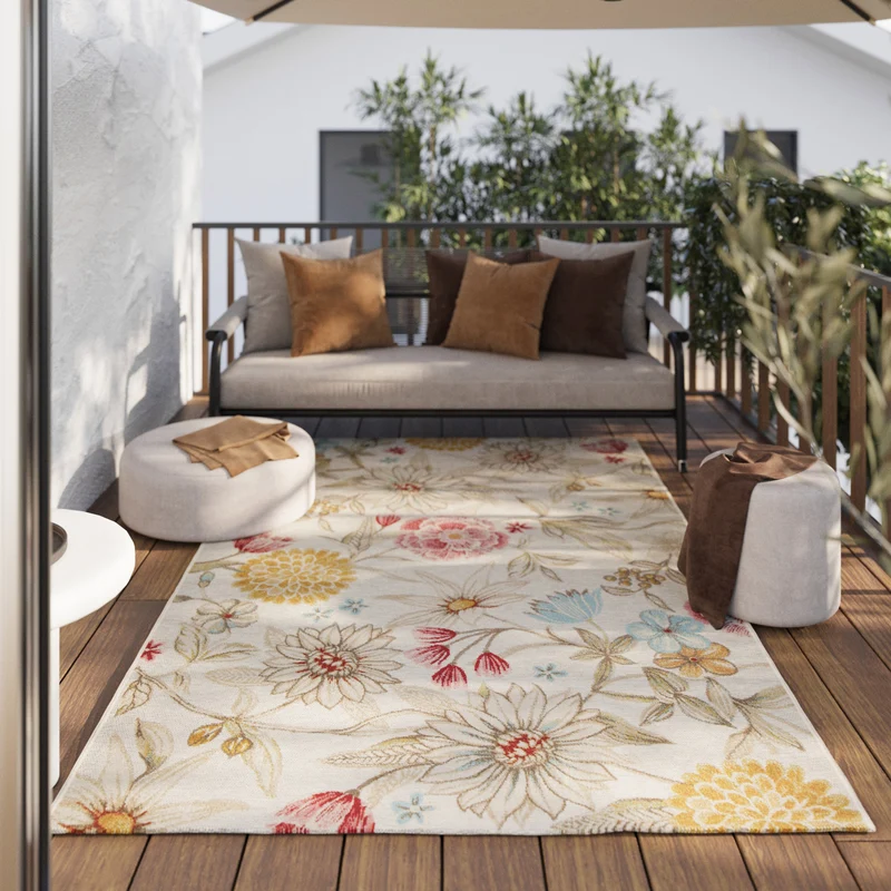 In & Outdoorteppich Beige "Abloom" WECONhome