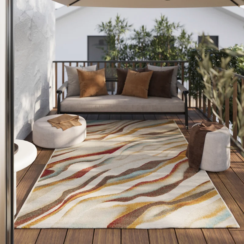 In & Outdoorteppich Beige Bunt "Creek" WECONhome